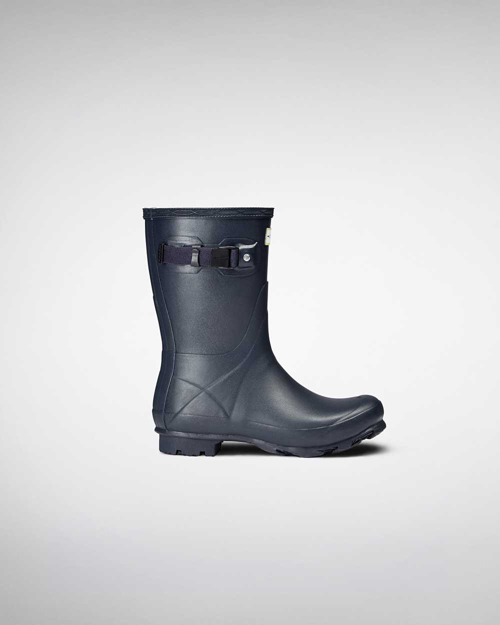 Womens Hunter Norris Field Short Rain Boots Navy | IKDSAV-215